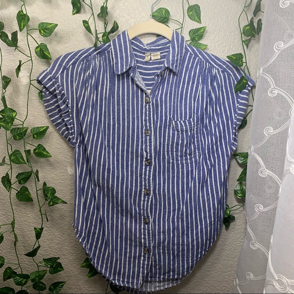 Japna Striped Button Down Top